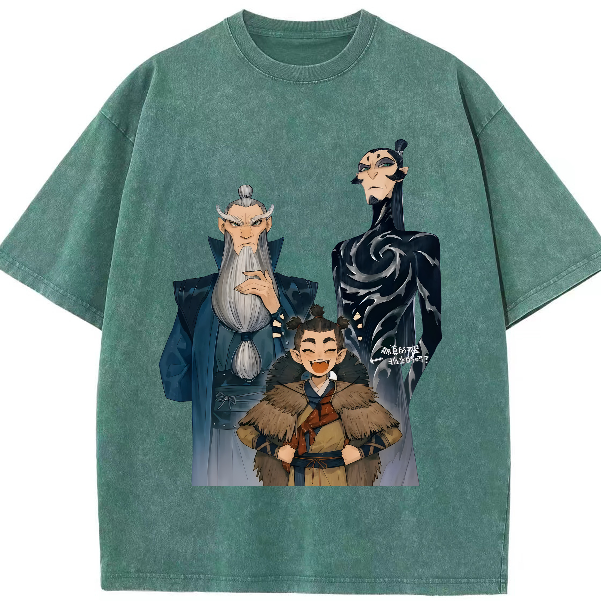 （画像用） Ne Zha 2 ナタ 魔童の大暴れ 綿100% ヴィンテージ風 半袖Tシャツ（フロントプリント）